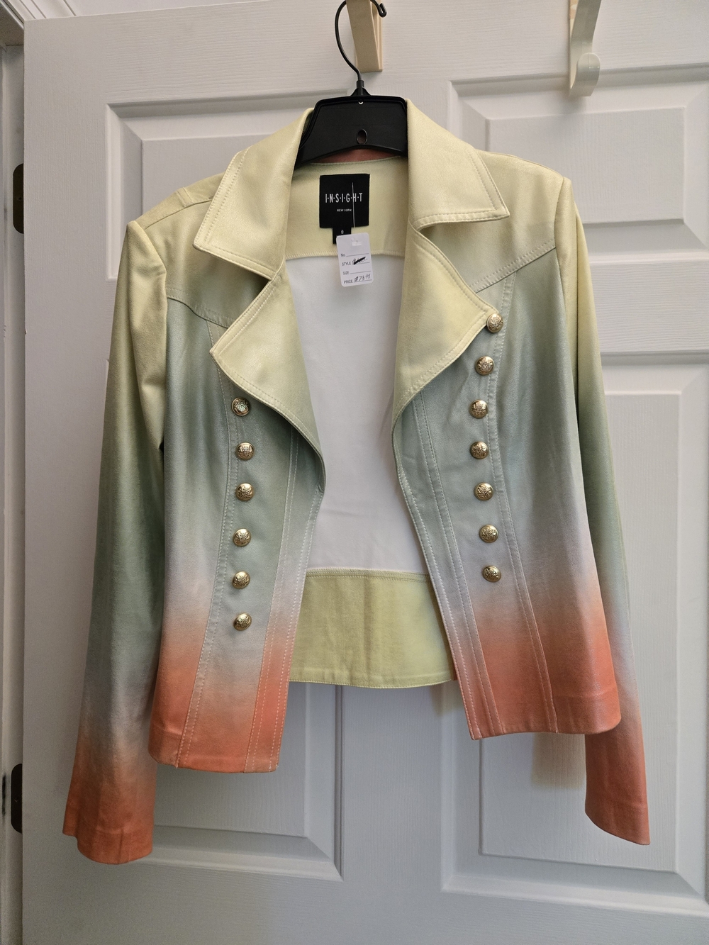 Insight Ombre Military-Style Blazer in Yellow, Green & Coral - Picture 2 of 2